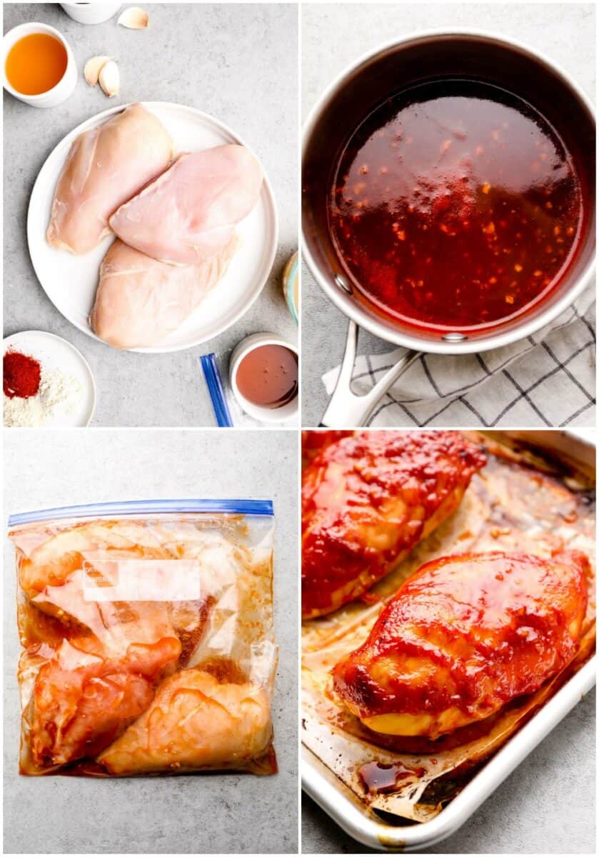 step by step photos of how to make baked bbq chicken