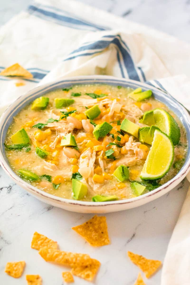 bowl of white chicken enchilada soup