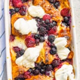croissant french toast casserole in baking dish