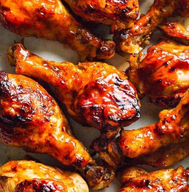 instant pot bbq chicken drumsticks on platter