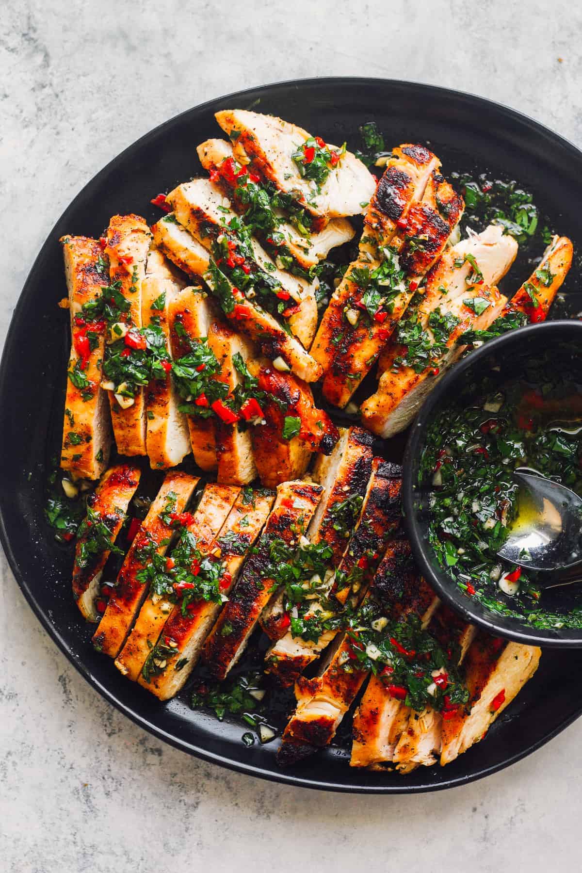 sliced chimichurri chicken breasts