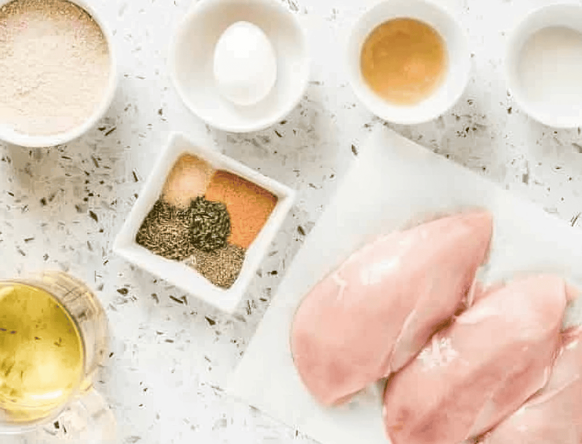 ingredients for homemade chicken nuggets.