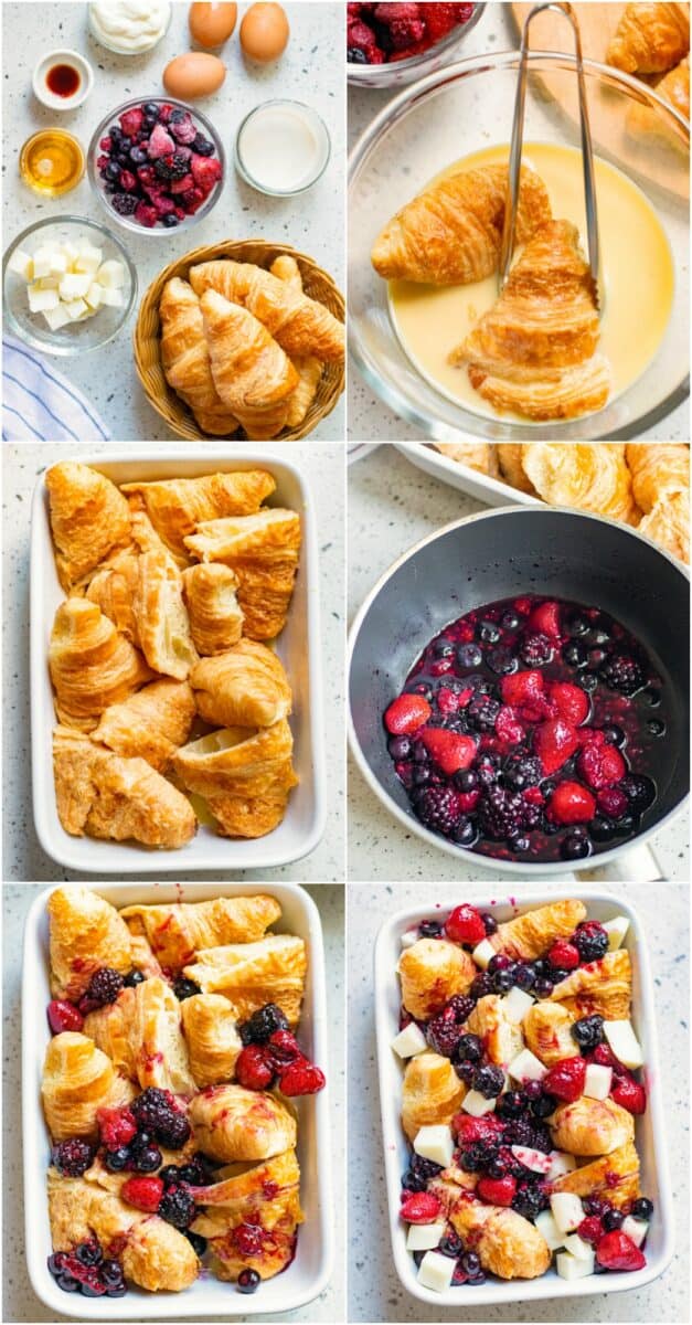 step by step photos of how to make french toast casserole with croissants