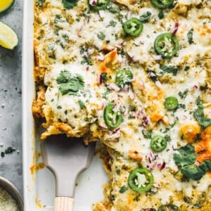 slice out of salsa verde chicken casserole