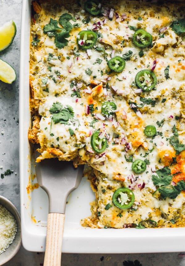 slice out of salsa verde chicken casserole