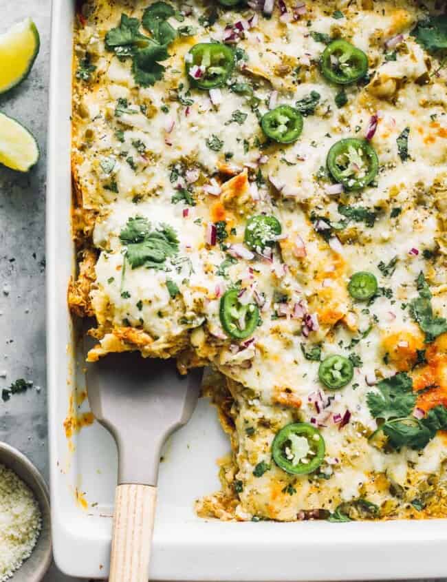 slice out of salsa verde chicken casserole