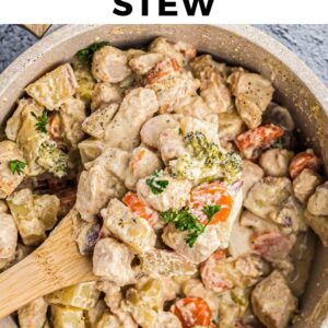 creamy chicken stew pinterest collage