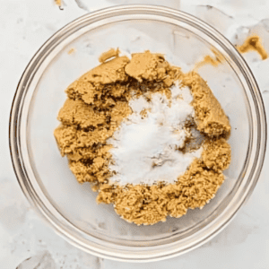 brown sugar and salt in a glass bowl.