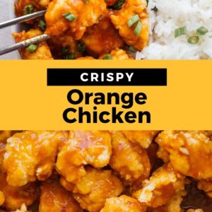 crispy orange chicken pinterest collage