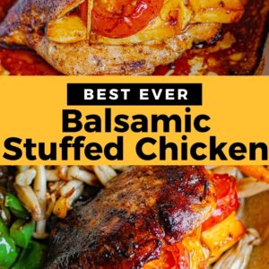 balsamic stuffed chicken pinterest collage