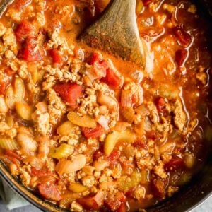 buffalo chicken chili in pot