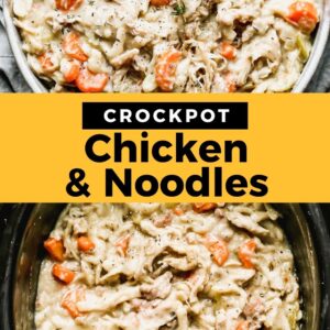 crockpot chicken and noodles pinterest collage