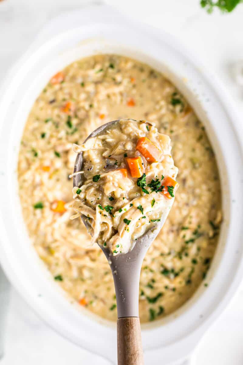 chicken wild rice soup in crockpot
