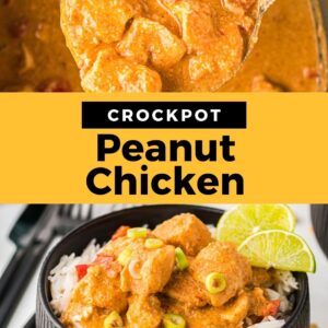 crockpot peanut chicken pinterest collage