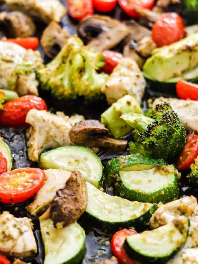 Sheet Pan Pesto Chicken And Vegetables Story - Easy Chicken Recipes