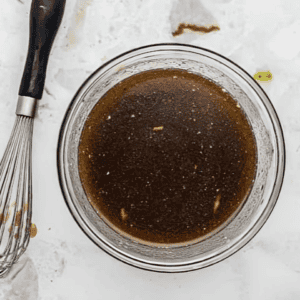 bourbon marinade in a glass bowl.