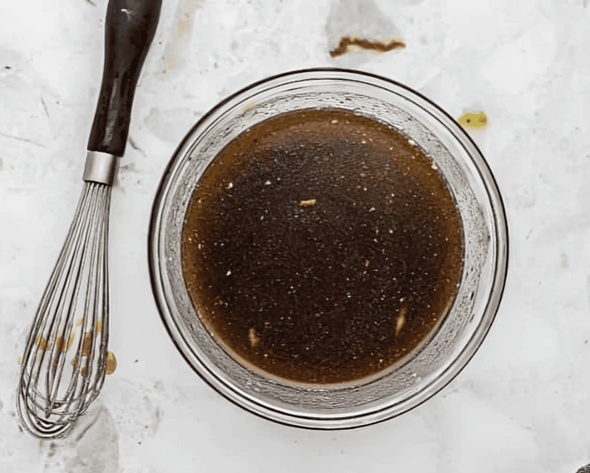 bourbon marinade in a glass bowl.