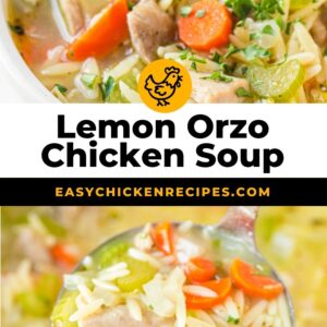 lemon orzo chicken soup pinterest collage