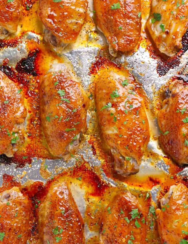 baked sweet chili chicken wings on foil