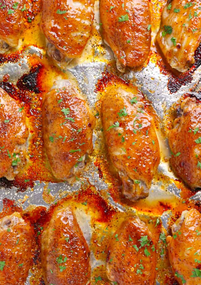 baked sweet chili chicken wings on foil