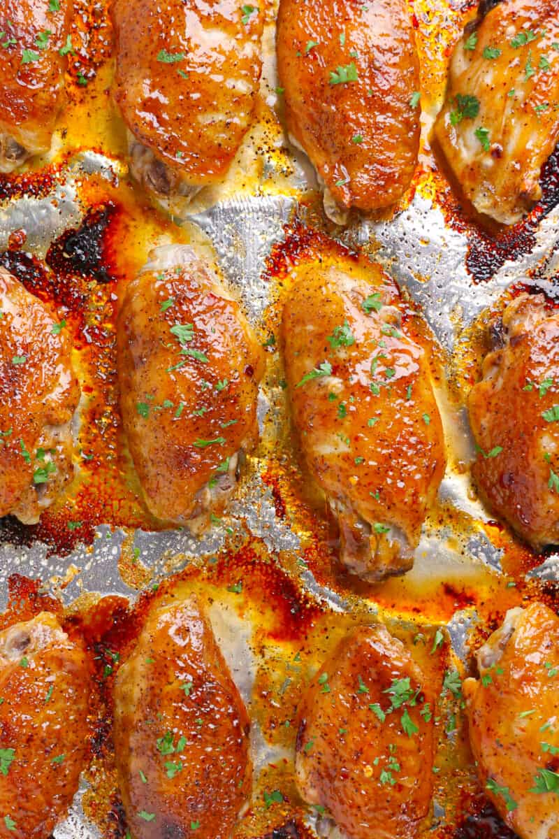 baked sweet chili chicken wings on foil