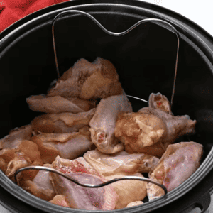 Chicken wings cooked in an air fryer.