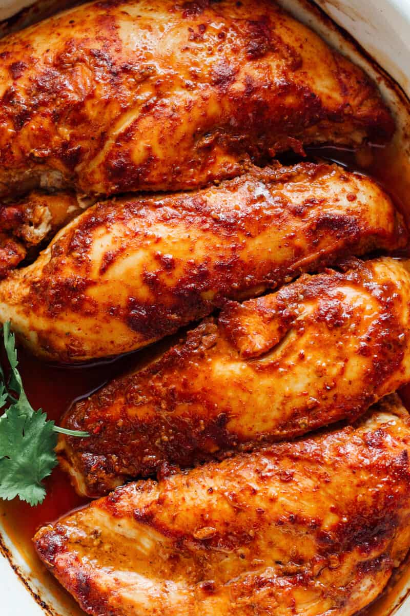 baked chipotle chicken in baking dish