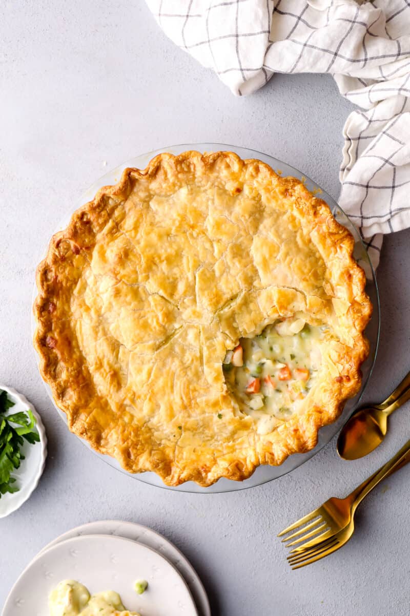 chicken pot pie with crust cut out