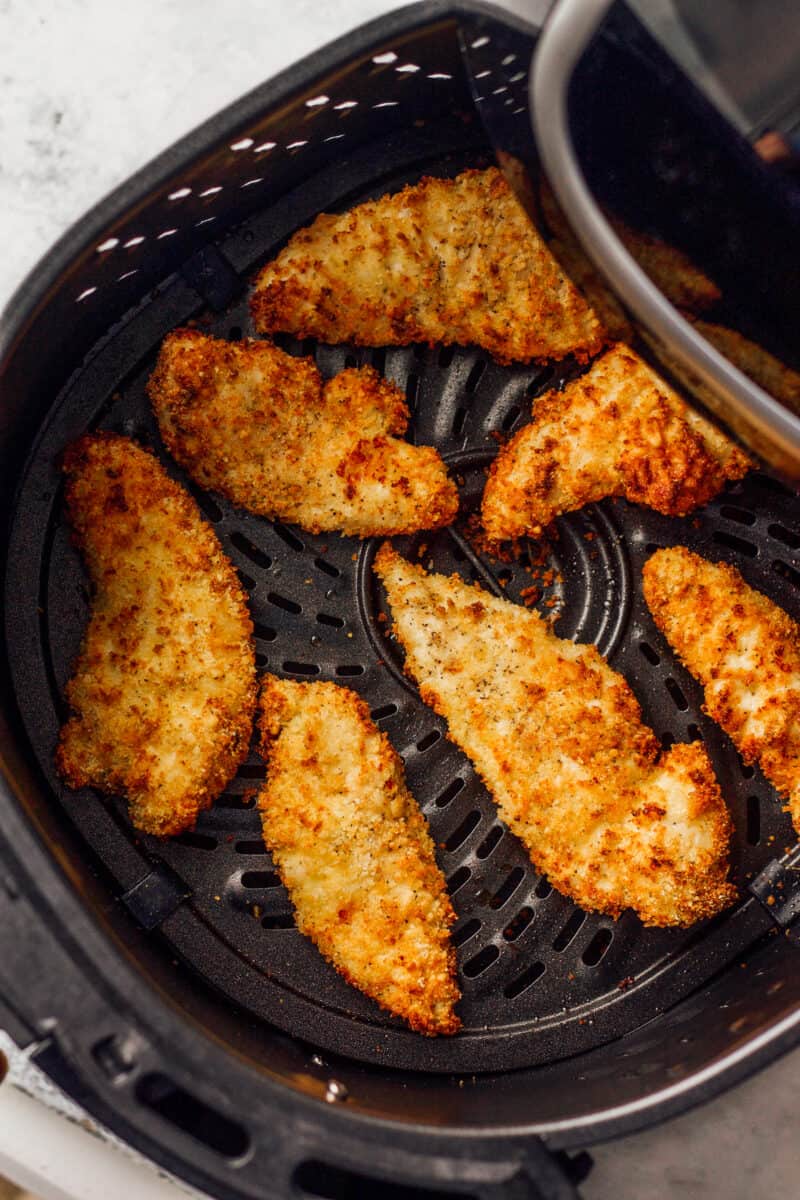 chicken tenders cooked in an air fryer