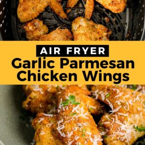 air fryer garlic parmesan wings pinterest collage