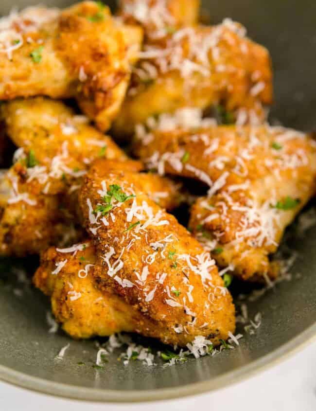 garlic parmesan wings made in an air fryer