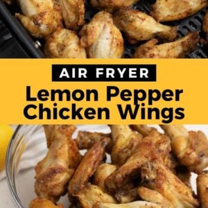 air fryer lemon pepper chicken wings pinterest collage