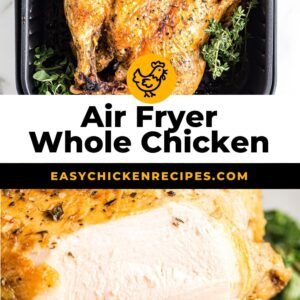 air fryer whole chicken pinterest collage