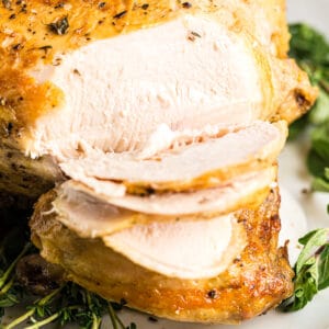 slicing into air fryer whole chicken