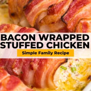 bacon wrapped stuffed chicken pinterest collage