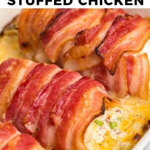 bacon wrapped stuffed chicken pinterest collage