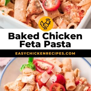 baked chicken feta pasta pinterest collage