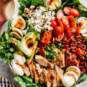 chicken cobb salad in a large bowl.