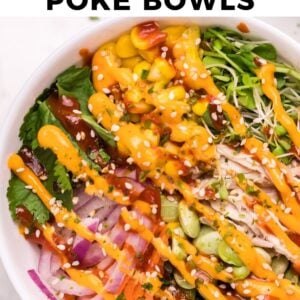 chicken poke bowl pinterest collage