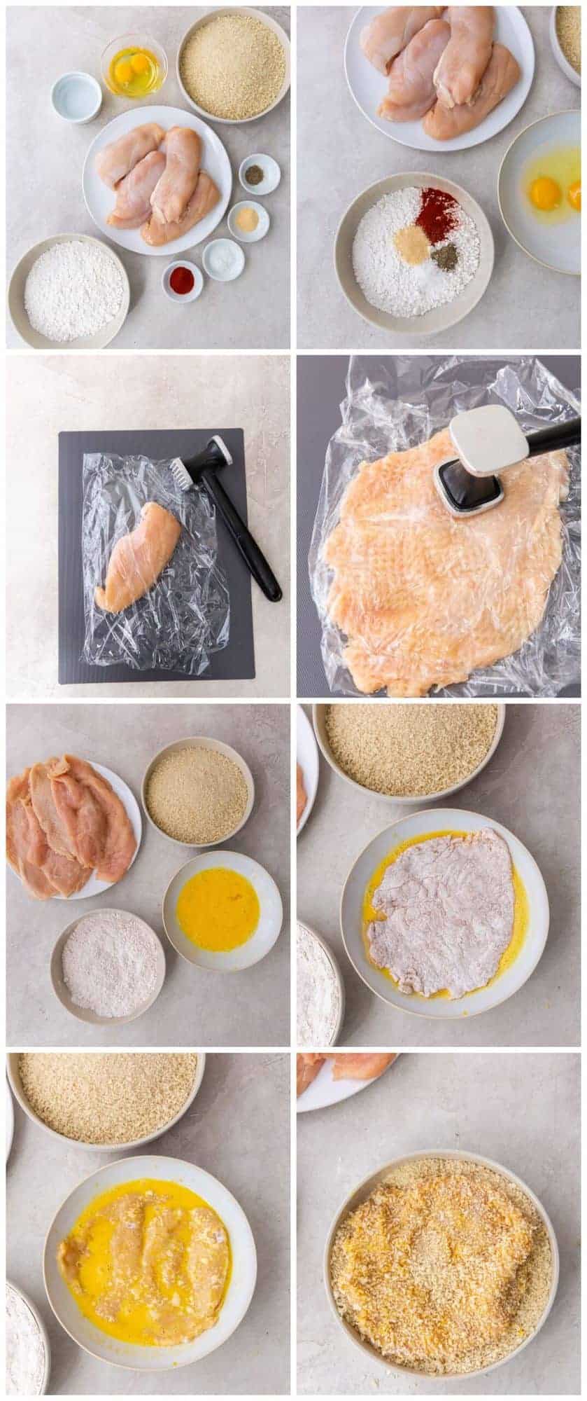 step by step photos with how to make chicken schnitzel