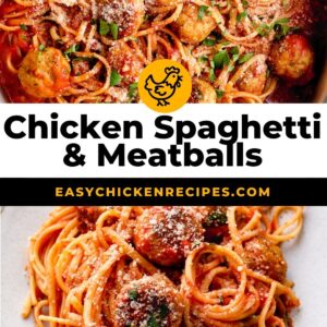 chicken spaghetti and meatballs pinterest collage
