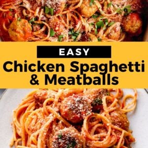 chicken spaghetti and meatballs pinterest collage