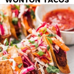 chicken wonton tacos pinterest collage