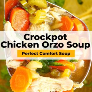 crockpot chicken lemon orzo soup pinterest collage