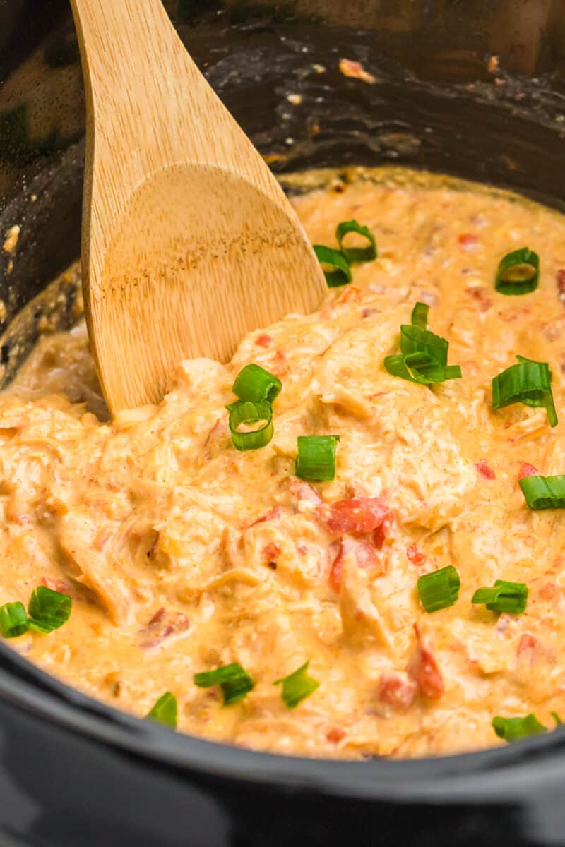 crockpot queso chicken for dips or sandwiches