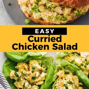 curried chicken salad pinterest collage