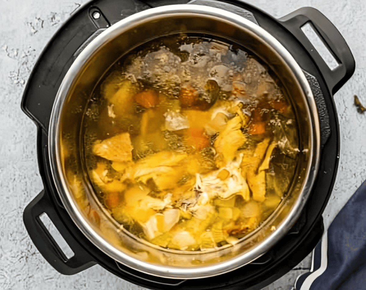 cooked chicken stock in an instant pot.