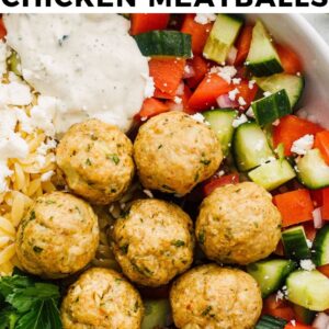 Greek chicken meatballs pinterest collage