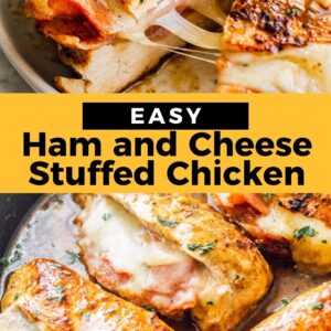 ham and cheese stuffed chicken pinterest collage