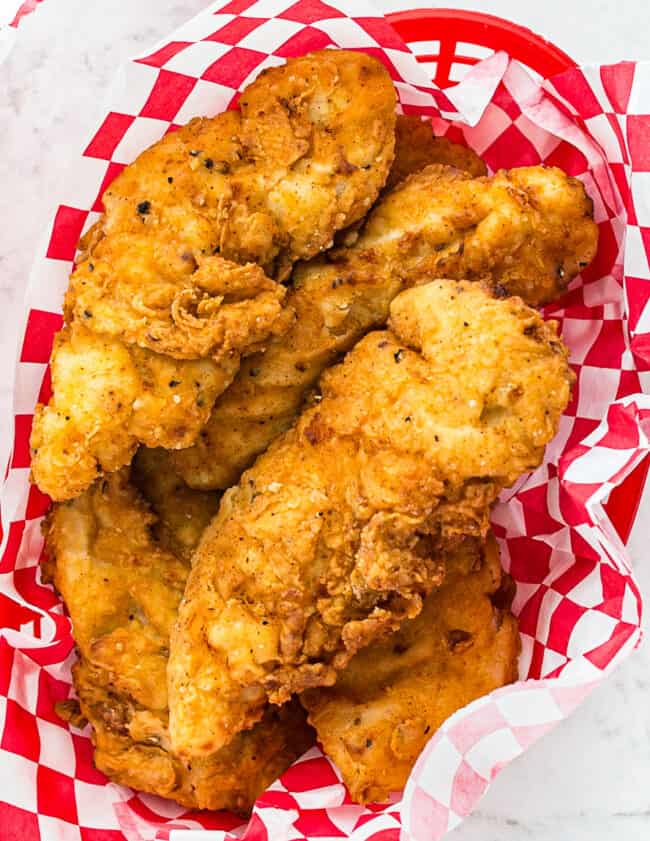 fried chicken tenders in basket